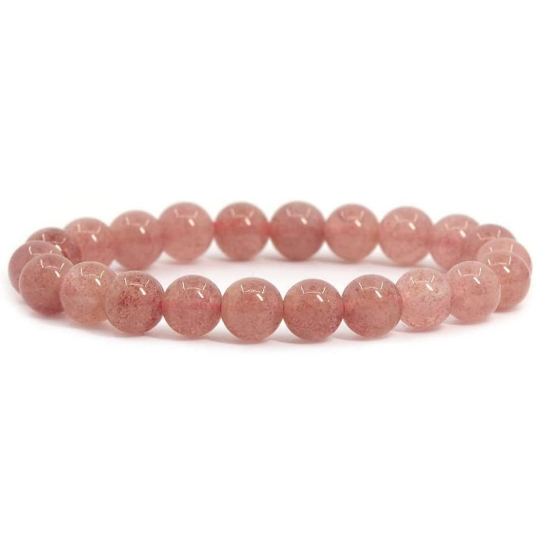 Divinity Crystals Strawberry Quartz Bracelet - Natural Semi Precious Gemstone 8mm Beads for Reiki Healing, Crystal Healing, and Chakra Balance Default Title